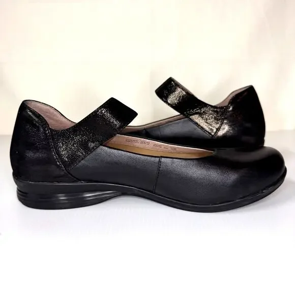 DANSKO Audrey Mary Janes Women's 9.5/EU 40 Ballet Flat Black Leather Sparkle - Picture 7 of 11